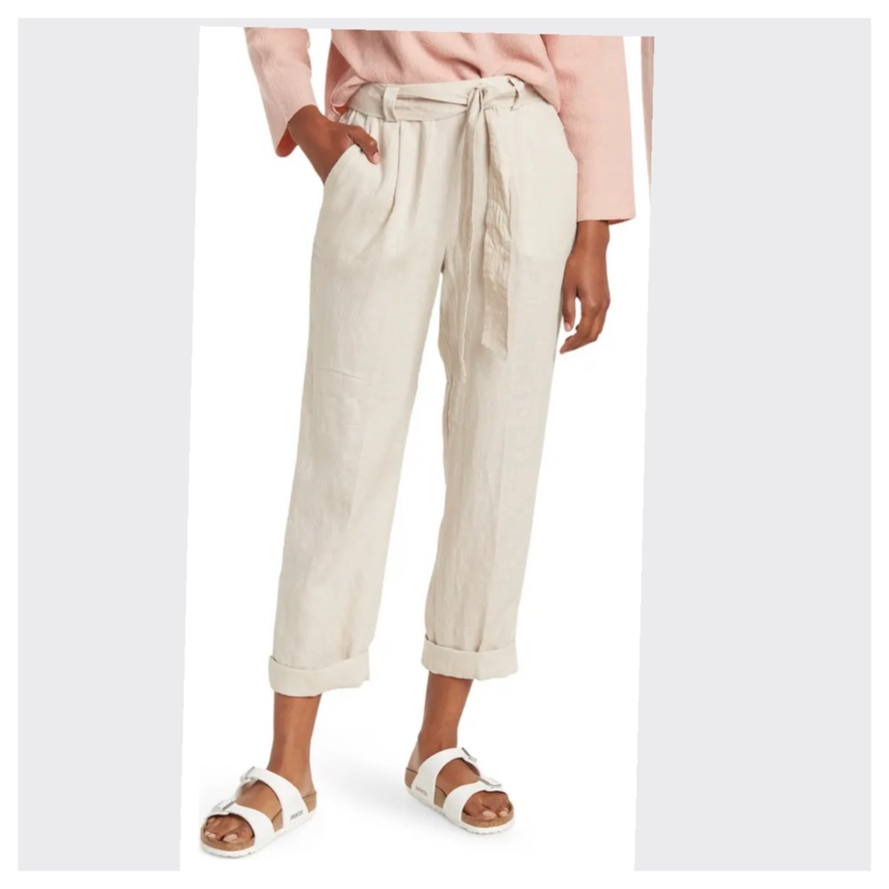 Trina Turk, tan linen pants size large, bran new